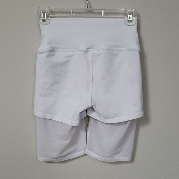 ALO Yoga Bike Shorts with Compression Fit Womens XS White Mesh Athletic Sporty - Picture 3 of 6